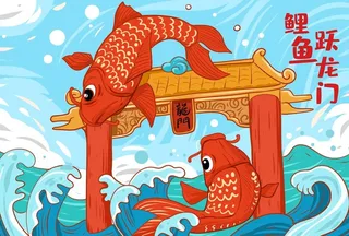 鲤鱼跃龙门图片