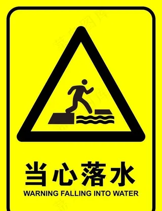 当心落水提示牌图片