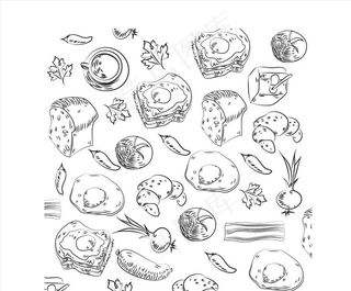 矢量线稿素描食物图片
