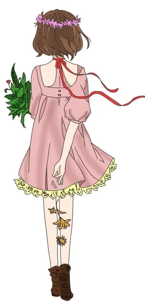 粉色女孩背影图片