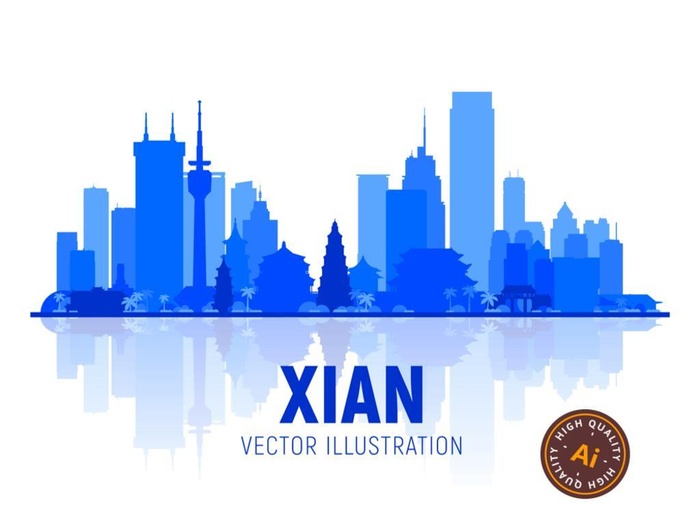 城市剪影图片ai矢量模版下载