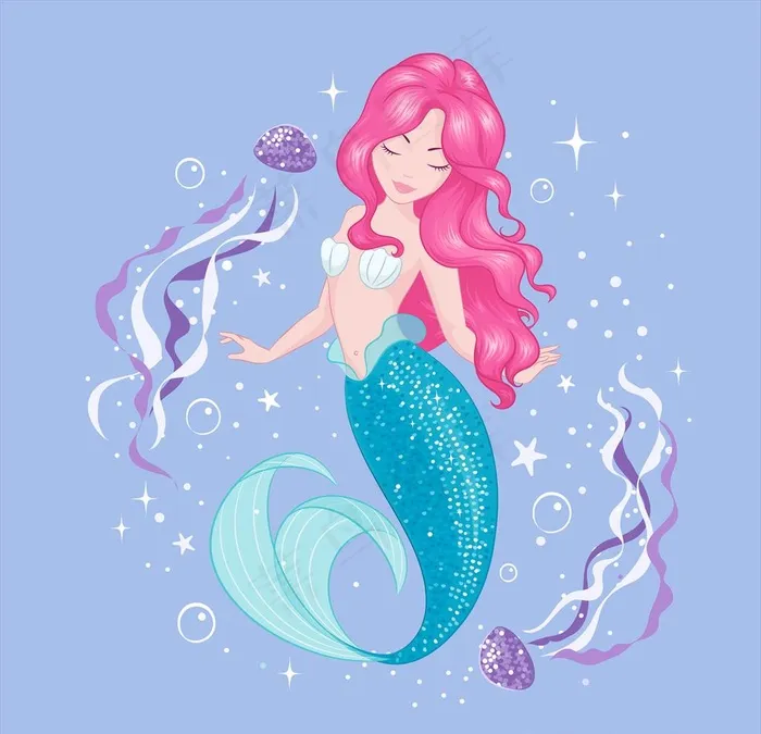 美人鱼图片ai矢量模版下载