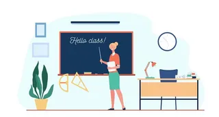 讲台上的讲师矢量图片