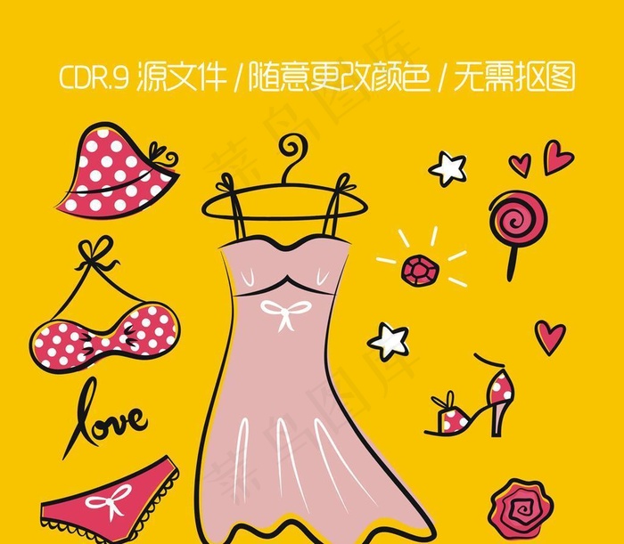 卡通女装泳装矢量图图片cdr矢量模版下载