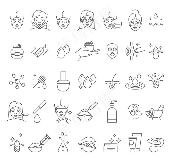 简约线性美容护肤图标ICON图片