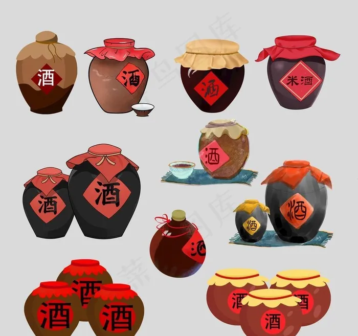 酒坛素材图片(2362x2454)psd模版下载