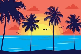 日落海边背景图片