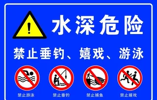 水深危险 禁止嬉戏游泳图片