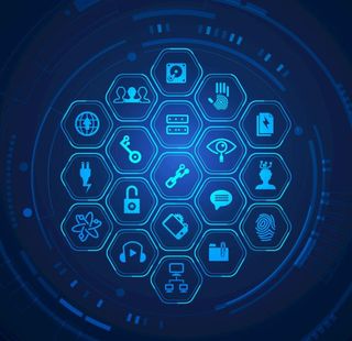 矢量科技蓝色六边形图标icon图片