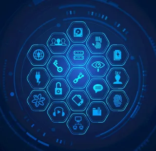 矢量科技蓝色六边形图标icon图片