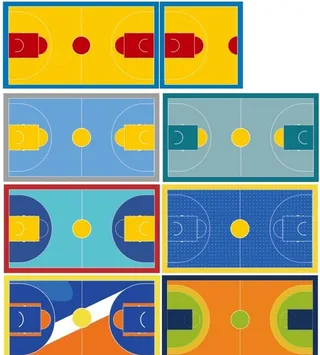 矢量标准篮球场地面平面图图片