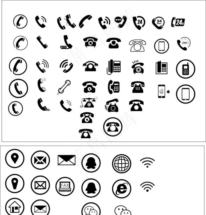 各种电话小图标QQ微信邮件定位图片cdr矢量模版下载