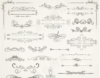 矢量复古欧美复古花边边框标题图片