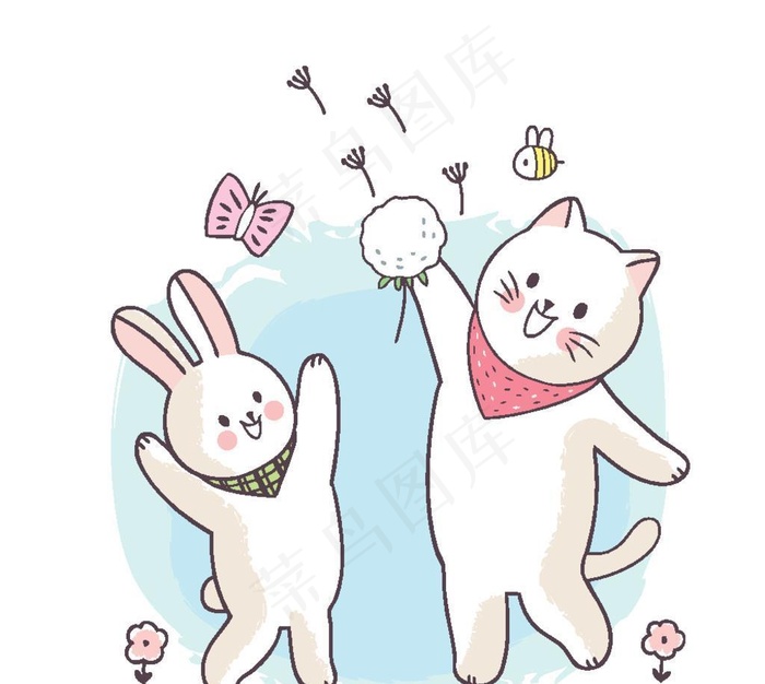 呆萌可爱小猫咪插画图片