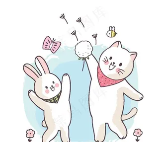 呆萌可爱小猫咪插画图片