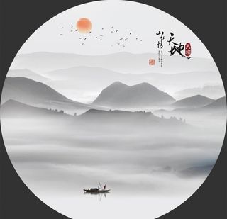 圆形山水玄关图片