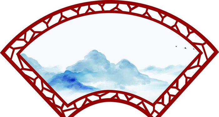 水墨背景扇形模板图片cdr矢量模版下载