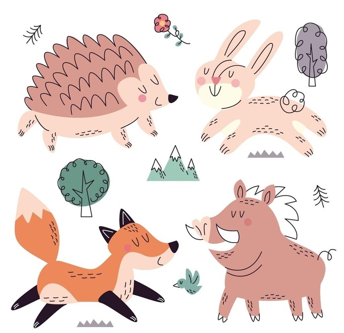 可爱卡通手绘小动物插画设计图片