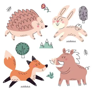 可爱卡通手绘小动物插画设计图片