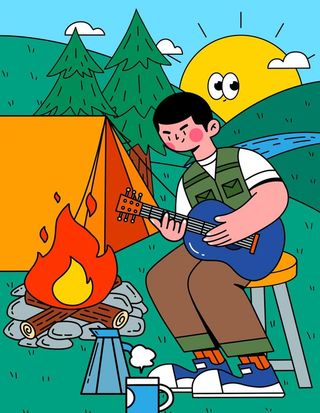 露营扁平风插画图片