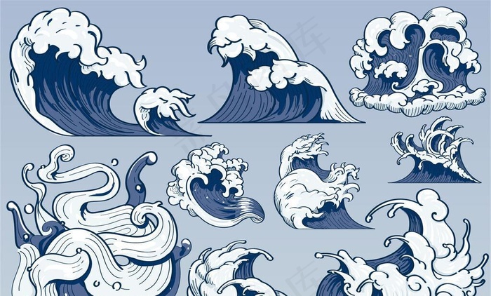 海浪图片ai矢量模版下载