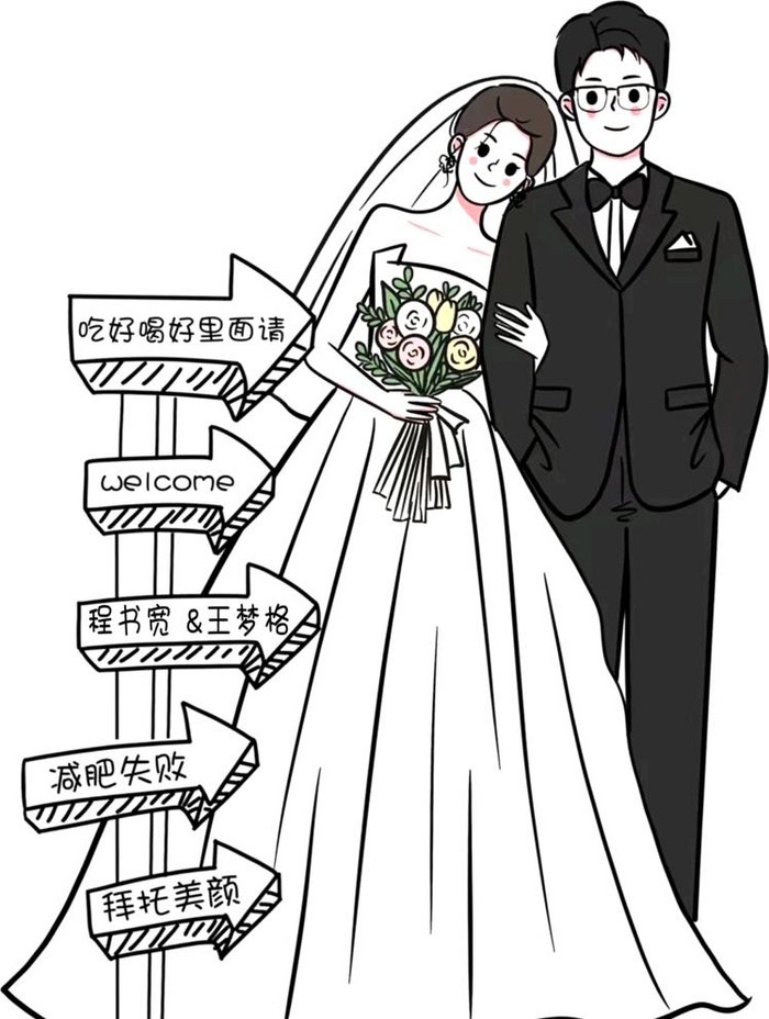 结婚迎宾卡通图片(3625x4961)psd模版下载