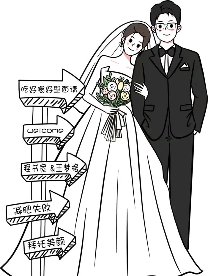 结婚迎宾卡通图片(3625x4961)psd模版下载