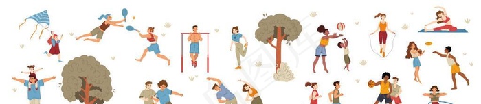 公园人物插画图片ai矢量模版下载