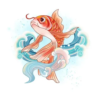 国潮鲤鱼插画图片