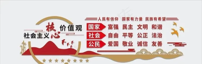 国家,社会,爱国,平等,文明,,设计,广告cdr矢量模版下载