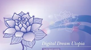 简约青色手绘莲花名片图片