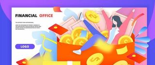 中奖福利红包金币渐变插画图片