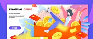 中奖福利红包金币渐变插画图片