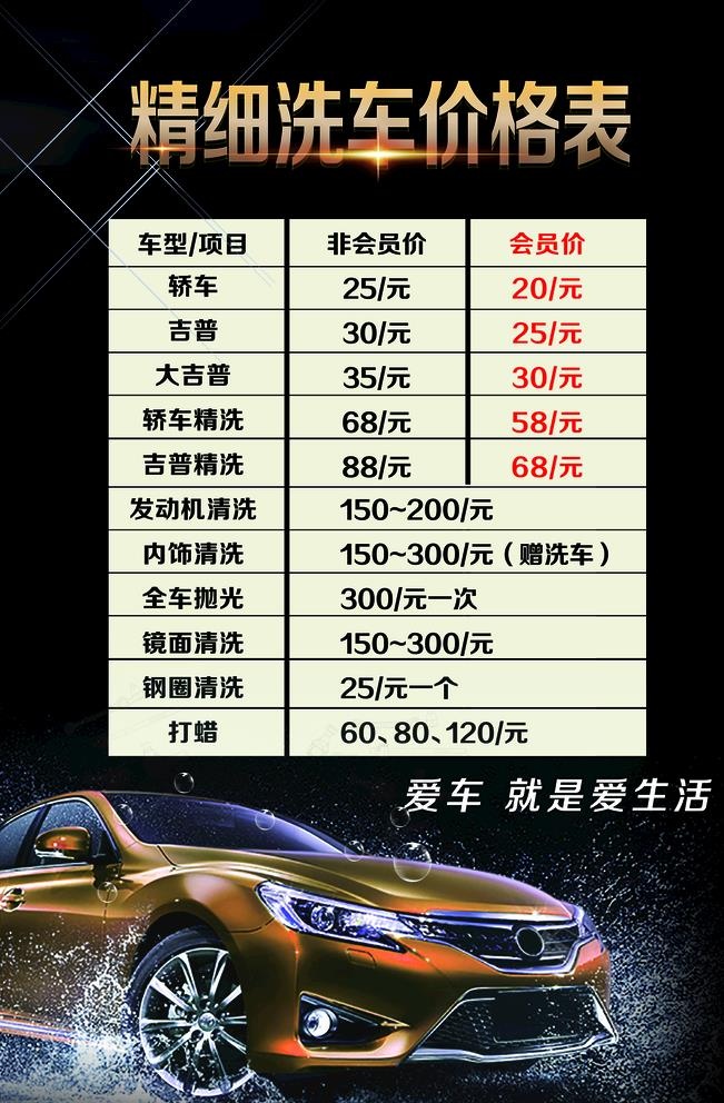 洗车价目图片(4252x6378)psd模版下载