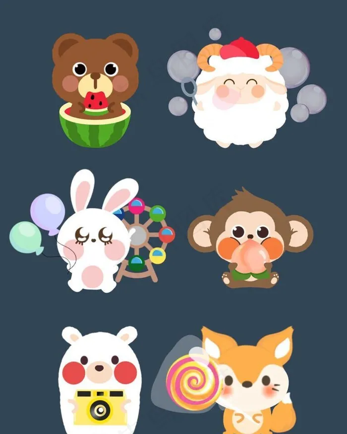 卡通动物图片(1024x1369)psd模版下载