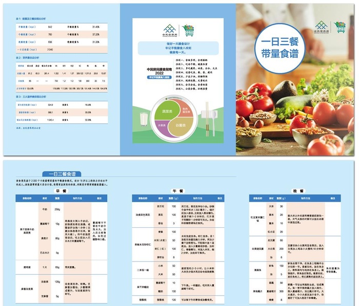 全民营养周一日三餐带量食谱折页图片