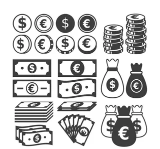 钱币和纸币矢量素材图片