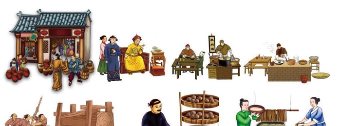 古代人物生活图片ai矢量模版下载