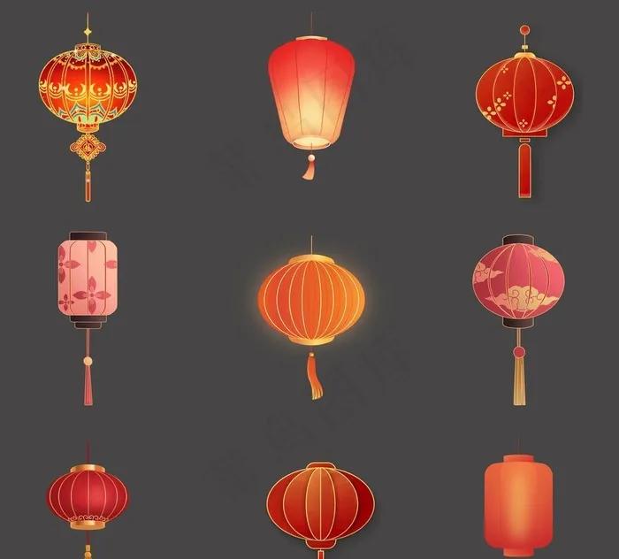 中国风古风红灯笼图片(4000x4000)psd模版下载