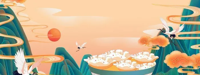 国潮餐饮插画图片(1800x900)psd模版下载