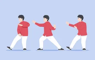 卡通打太极运动素材图片