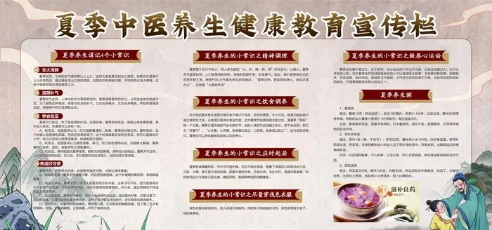 夏季中医养生健康教育宣传栏图片(5669x2835)psd模版下载