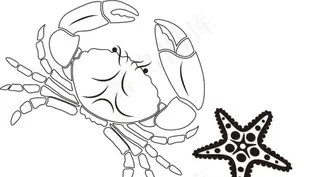 卡通螃蟹 海星图片