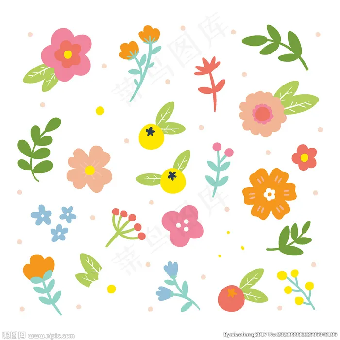 花叶花朵矢量图片