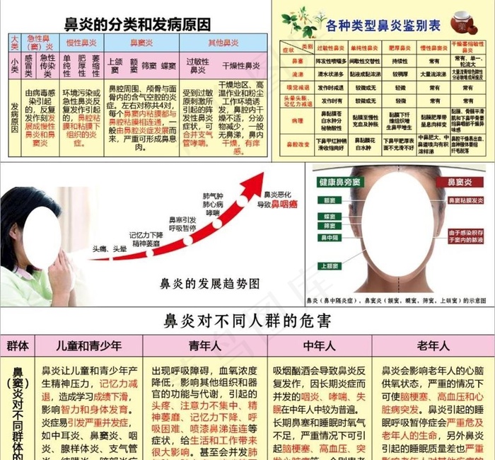 鼻炎的分类和发病原因图片(2835x2835)psd模版下载