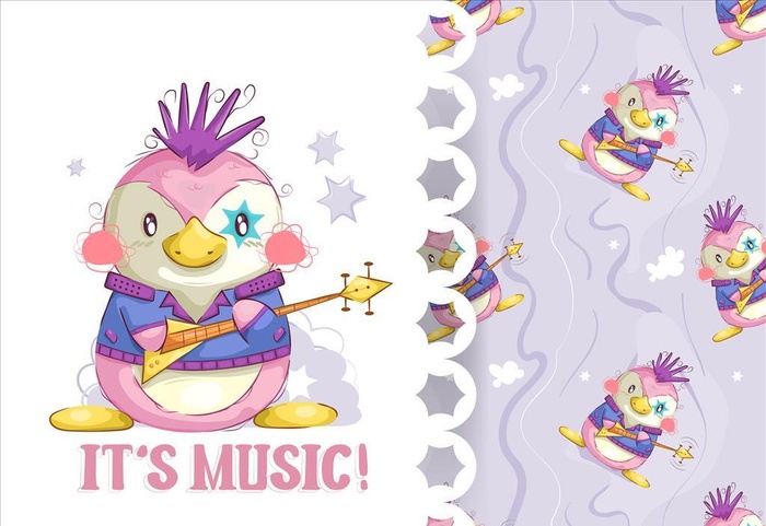 卡通动物印花图片