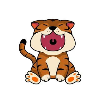 卡通老虎开口笑图片