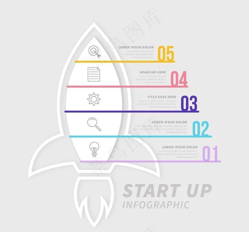 火箭外形信息图表图片ai矢量模版下载
