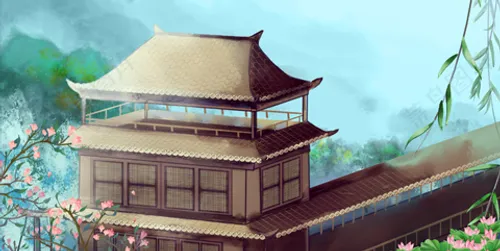 插画-中国风 · 山水古建筑