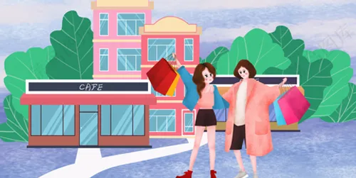 插画-城市生活购物